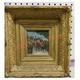 Framed Collectible Painting of a Fox Hunt