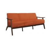 Orange Velvet/Dark Walnut Sofa
