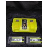Ryobi 40v Charger & (2) 4Ah Batteries