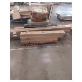 Mop bucket, shop lights, hanging rods, door jam