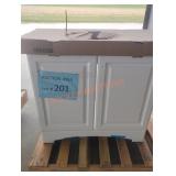 White vanity roughly 38' x 36'