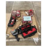 Husky 12 tone bottle jacks, tool bags, knee pads