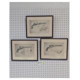 Trio of Colts patent firearms frame drawings.