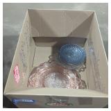 Pink and blue glass food trays lot.