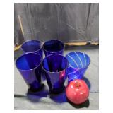Lot of Blue Glass Cups