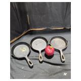 3 Small Cast Iron Pans