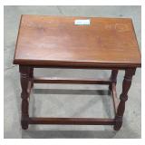 Small wooden bench(22in H by 20 1/2in W).