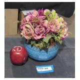 Vase and and fake flowers lot