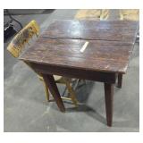 Vintage wooden table and chair.