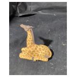 Wooden giraffe salad fork  and spoon/figurines lot