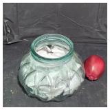 Vintage green glass Apothecary jar.