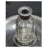 Glass vase and glass food tray.