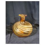 Vintage 1970's Hand Blown Butterscotch Glass Vase