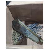 Vintage lantern and hat pins box lot.