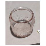 Vintage pink depression glass, jar.