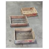 3 Vintage royal royal crown wooden soda crates.