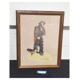 Framed needle point cross-Stich'wearie willy' art.