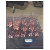 Set of pink glass cups.