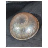 Vintage pink glass strawberry pattern bowl.