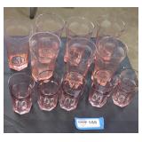 Set of pink glass cups.