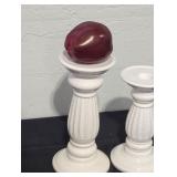 Indigo moon series white glass candle holders.