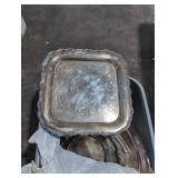 Silver plated serving trays tote lot.