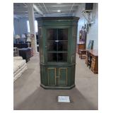 Green painted corner cupboard.(6'6x45 1/2in W).