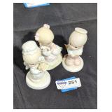 3  'precious moments' porcelain figurines lot.