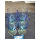 4 vintage bormioli Rocco bahia footed goblets.