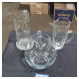 3 glass pitchers (1 is princess house).