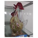 Hand blown art glass rooster.