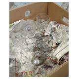 Kings crown pattern cordial glasses box lot.