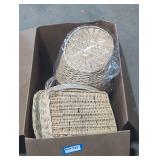 Vintage style wooden baskets box lot.