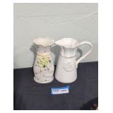 Porcelain vase and pitcher.