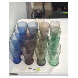 17 vintage coca-cola colored glass.