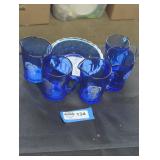 Vintage Shirley temple blue glass creamer pitchers