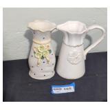 Porcelain vase and pitcher.