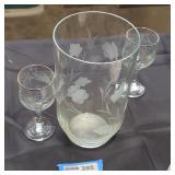 Princess house heritage vase and two wine glasses.