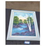 Framed painting unknown title.(21in W by 25in L).