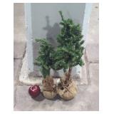 Pair of fake (less than a foot each) trees.