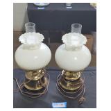 Pair of hurricane lamps.
