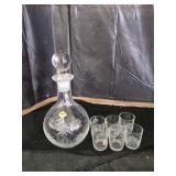 Matching Glass Decanter and Shot Glasses