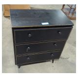 Black 3 drawer nightstand(26 1/2in L by 30in H).