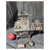 Vintage Cast Iron Play Stove with Accessories