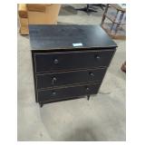 Black 3 drawer nightstand(26 1/2in L by 30in H).