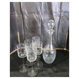 Glass Decanter and Wine Glasses
