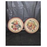 Pair of vintage needle point framed artwork.