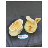 Porcelain pitcher and jar lot.