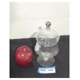 Vintage white rose viking clear glass candy jar.