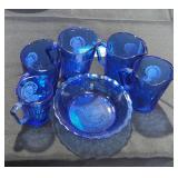 Vintage Shirley temple blue glass creamer pitchers